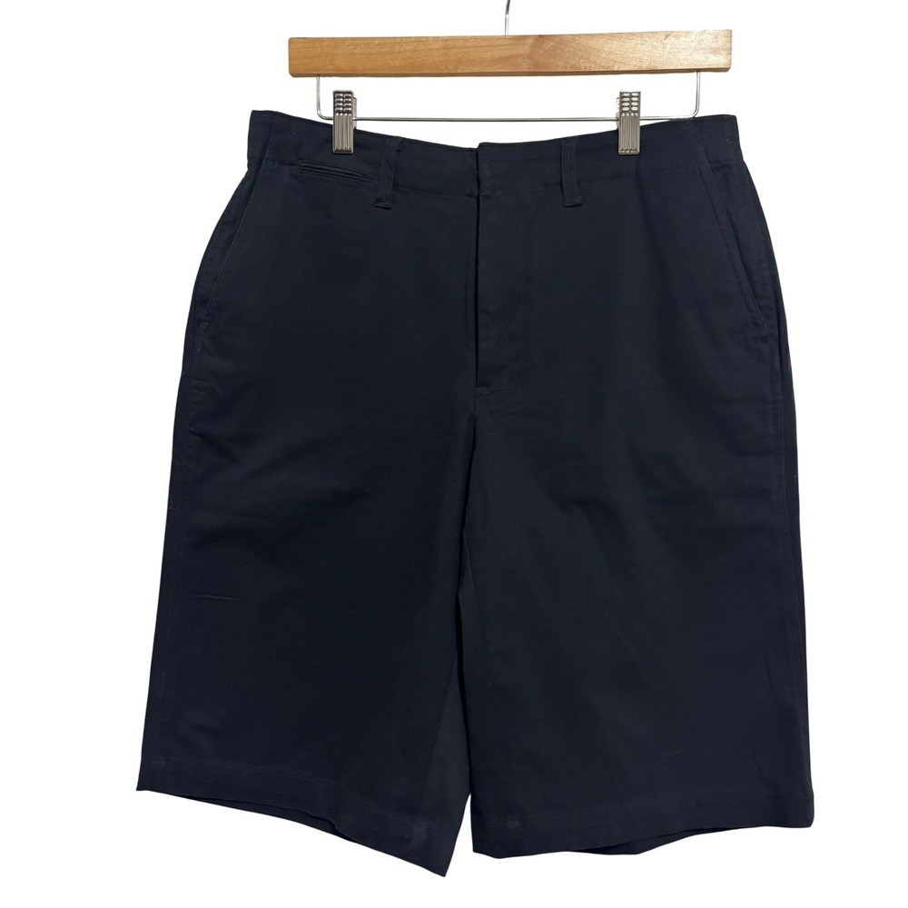 Lands' End Chino Shorts Black Elastic Waist Casual Preppy Size 10